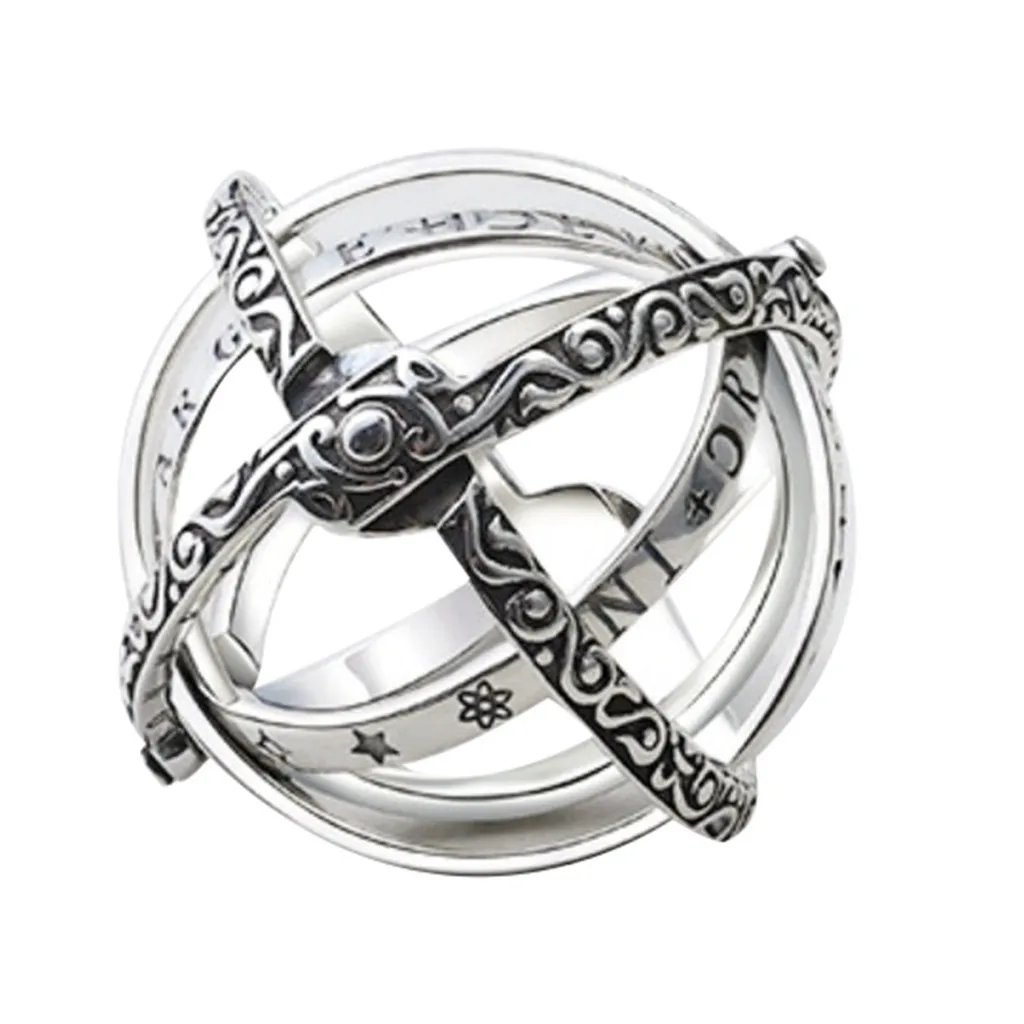 Регулируемое кольцо металлическое астрономическое с круглым орнаментом