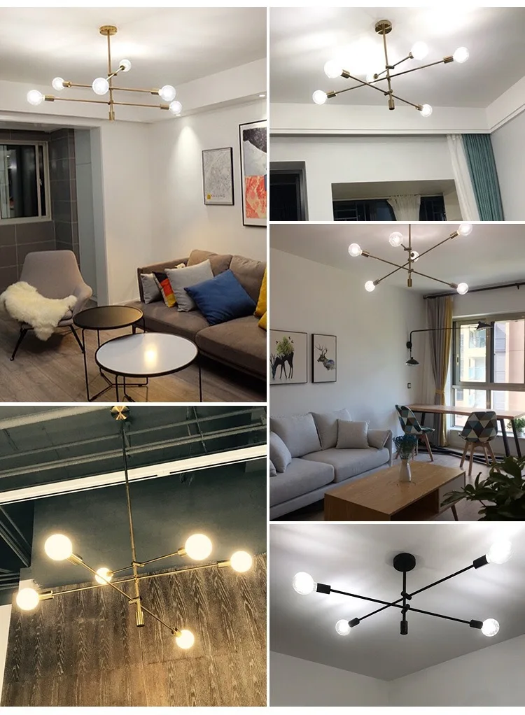 Nordic living room lamps post-modern minimalist pendant lights personality creative bedroom dining sputnik tube lamp | Лампы и