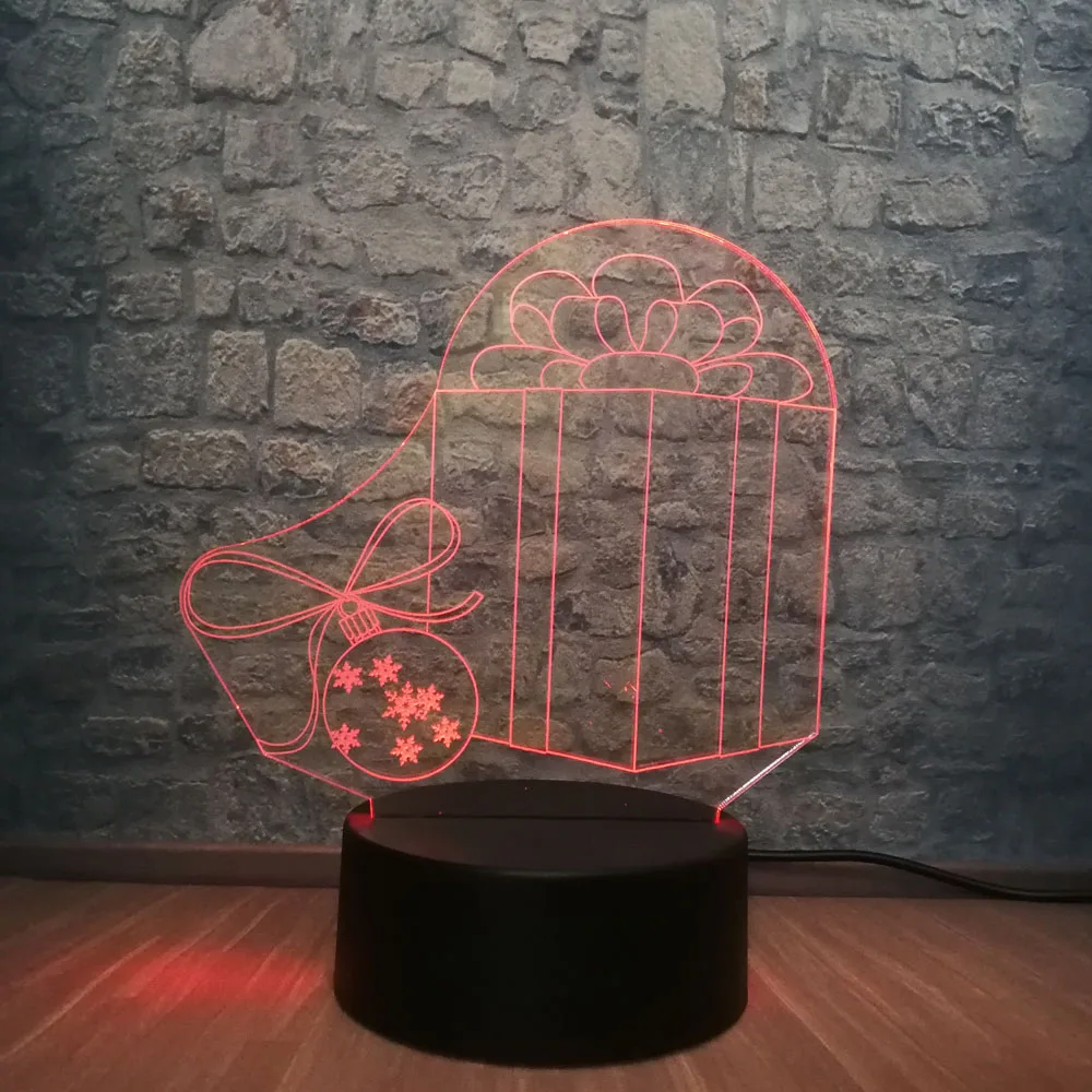 3D НОВАЯ РОЖДЕСТВЕНСКАЯ лампа коробка светодиодный светильник RGB 7 цветов