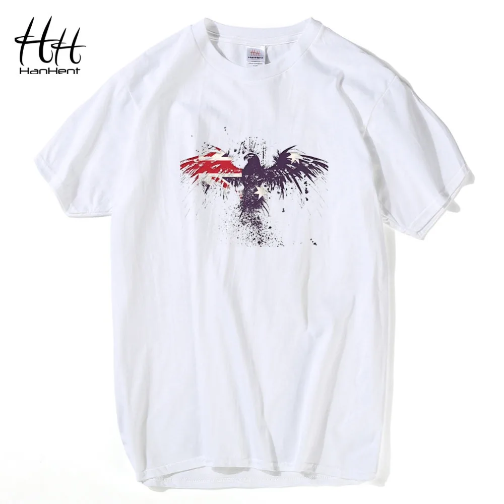 HanHent Орел футболки мужские с коротким рукавом летние круглый воротник хлопковые