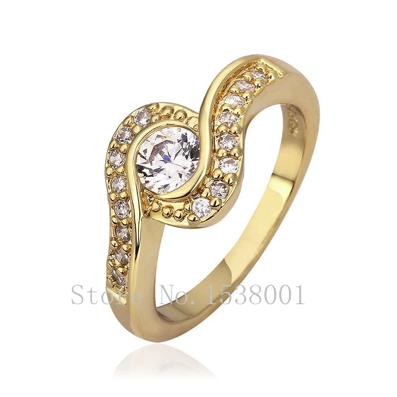 Пасьянс штампованное желтое золото GP женское кольцо размер 7 обручальное