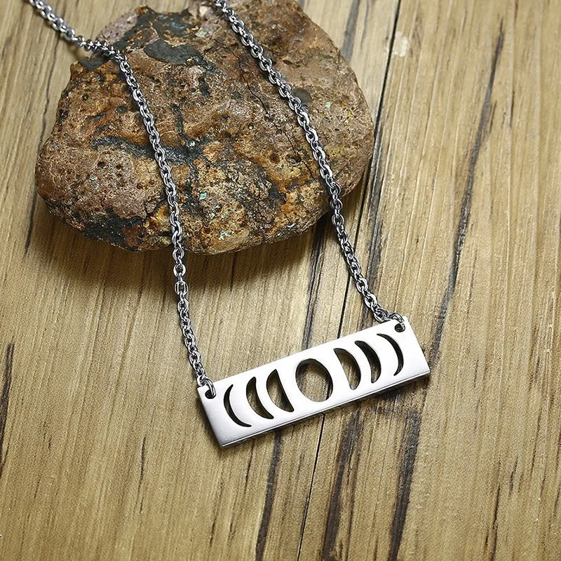 Лунная Луна фазы Астрономия ожерелье бар кулон тройной ювелирные изделия для