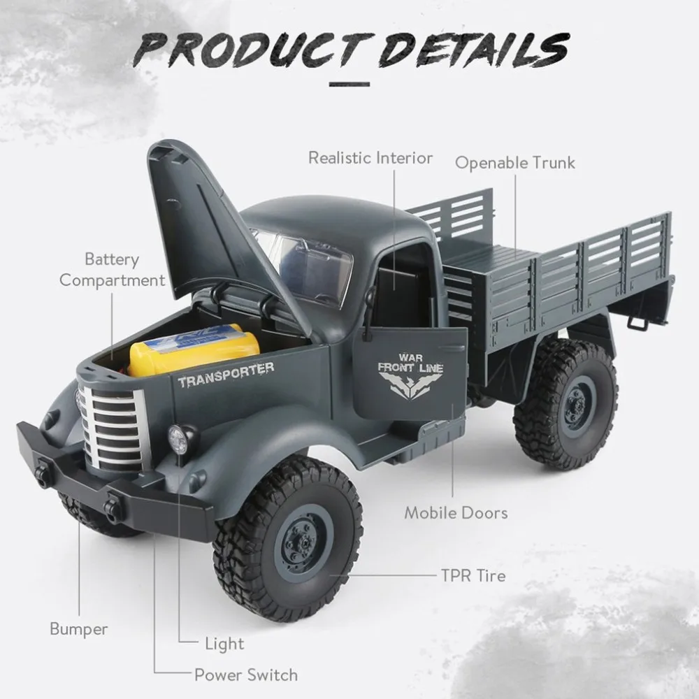 JJR/C Q61 1/16 2 4G 4WD RC внедорожный военный грузовик транспортер автомобиль