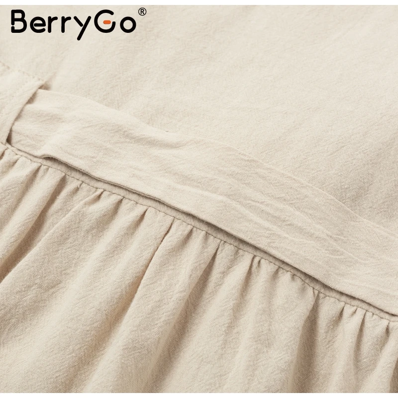 Berrygo винтажное повседневное летнее льняное платье с v-образным вырезом женское Хлопковое платье с короткими рукавами и пуговицами женское Короткое приталенное платье vestidos