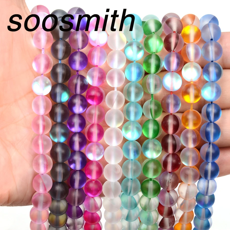 

soosmith Colorful Natural Synthetic Flash Stone Beads Diy Craft Handmade Loose Spacer Beads For Jewelry Making Gift