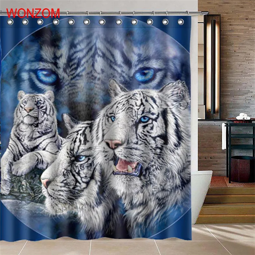 WONZOM 3D животных Душ Шторы s с 12 Крючки современный Тигр Водонепроницаемый Шторы для Mildewproof Ванная комната Декор подарок