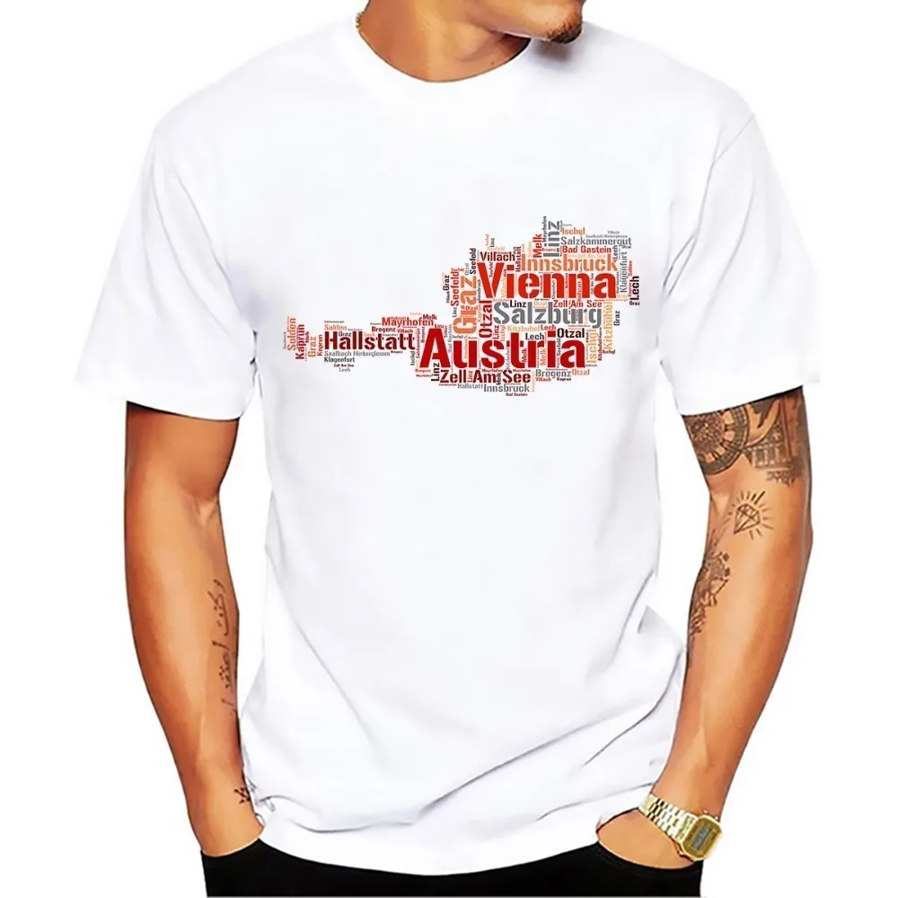 Футболка мужская с надписью Австрия Повседневная рубашка короткими рукавами