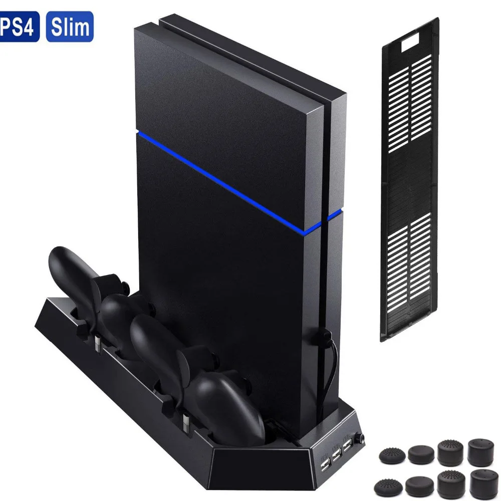 Вертикальная подставка для PS4 Slim и охлаждающий вентилятор с радиатором Подставка