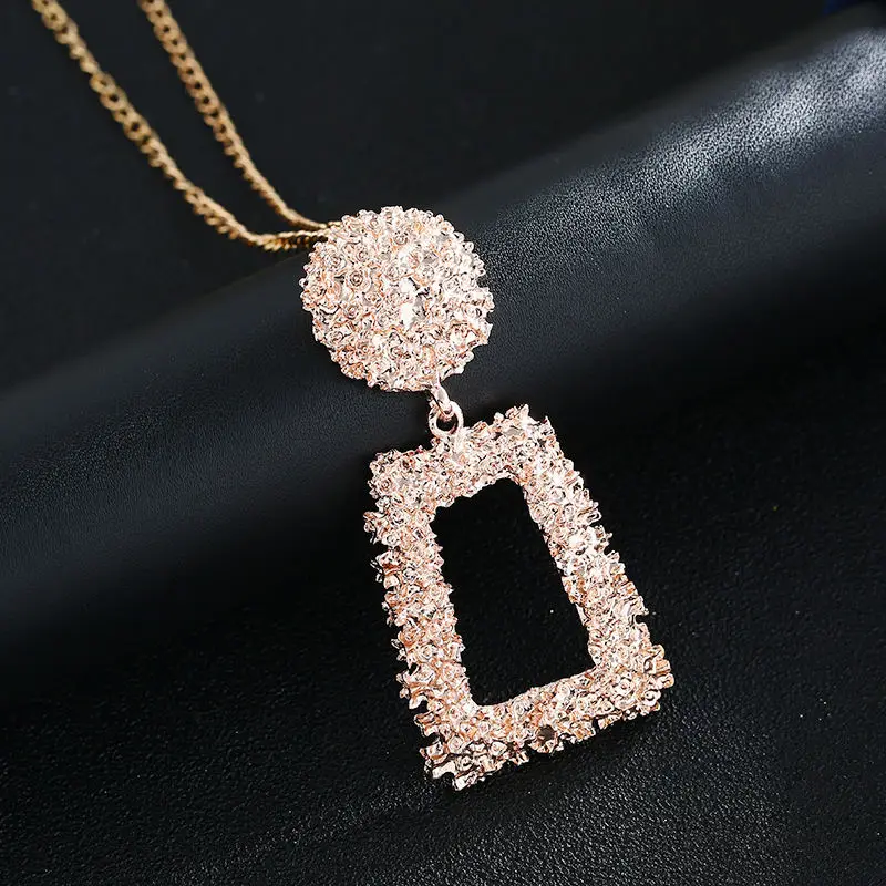 rose gold Ufavoirte Горячая квадратная Большая подвеска ожерелье золотой и серебряный цвета Bijoux колье Элегантные Женские Ювелирные изделия Подарки Прямая - Окраска металла: rose gold