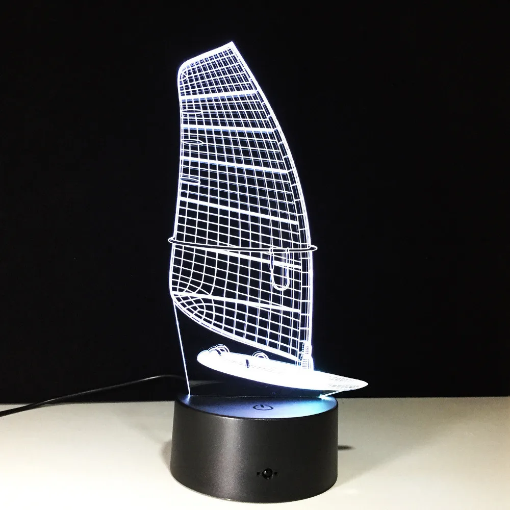3D иллюзия визуальный ночник 7 видов цветов Изменение LED Настольная лампа для