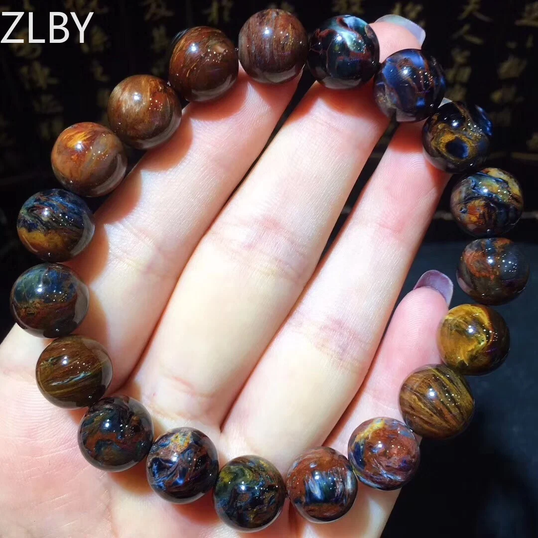 B19030 натуральный кристалл в Namibia Pietersite браслет синие Красные Бусины Из Камня