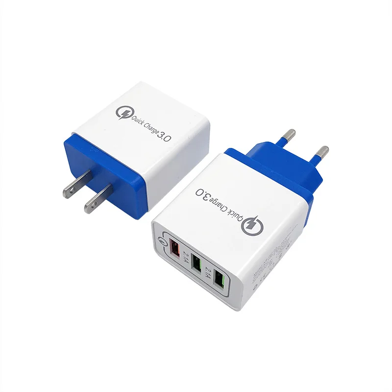 blue Универсальное быстрое зарядное устройство USB 18 W 3,0 5 V 3A для Iphone 7 8 EU US Plug для быстрой зарядки samsung s8 s9 huawei мобильного телефона - Цвет: blue