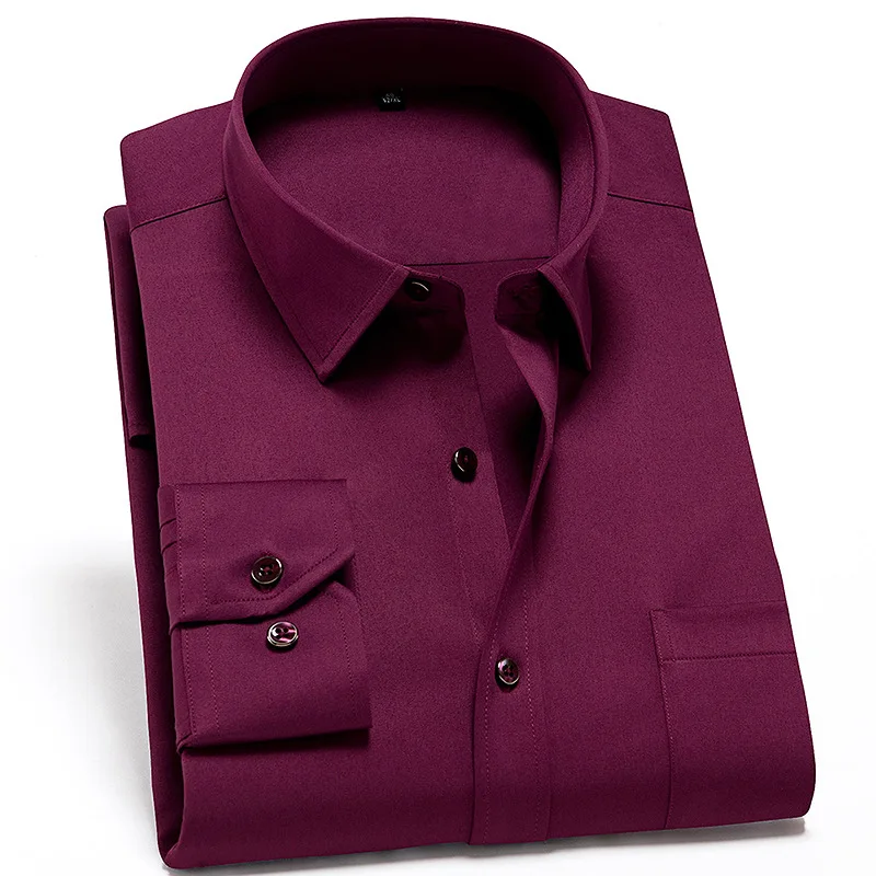 Anti-wrinkle Stretch Mens Shirts Casual Slim Fit Work Men Shirt Long Sleeve Cheap China Imported Men Clothing Mens Dress Shirts