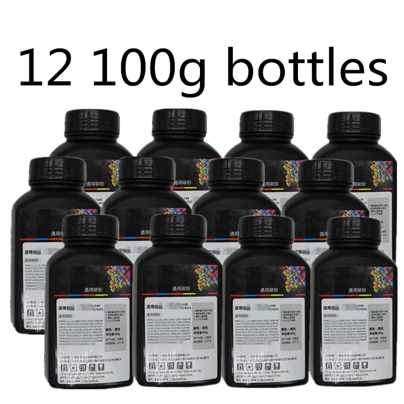 12 100g bottles Сумка для заправки черного лазерного тонера для принтера Brother TN2320 TN660 TN2380 TN2345 TN2350 TN630 - Цвет: 12 100g bottles