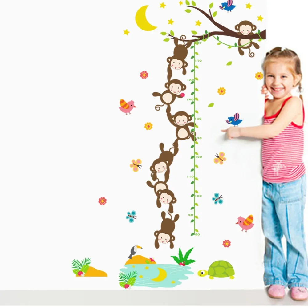 % Diy наклейки на стену для детской комнаты с рисунками животных обезьян цветов