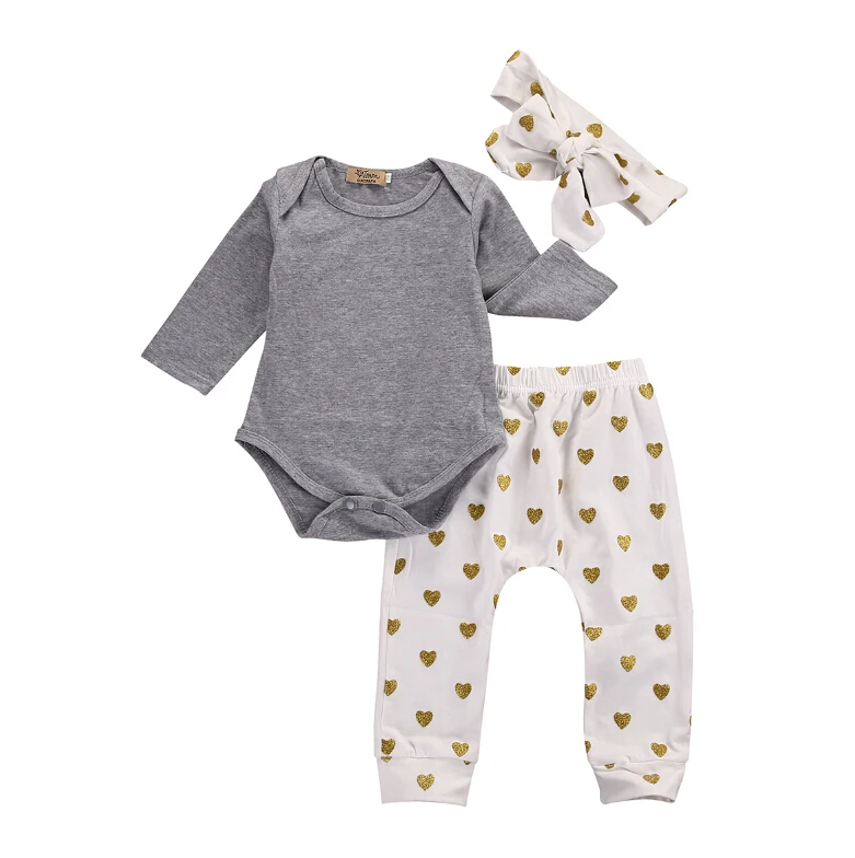 Топы и штаны для младенцев повязка на голову с узором в виде сердечек комплект