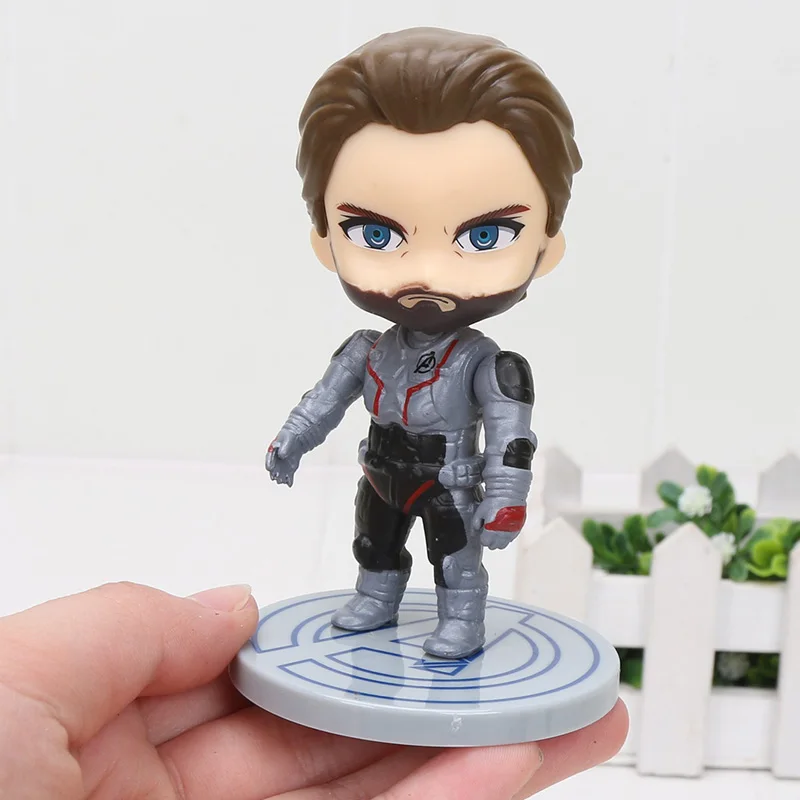 6 шт. Marvel Мстители Капитан Америка танос Карол Дэнверс ПВХ игрушки; фигурки героев Железный человек паук качающейся головой модель куклы