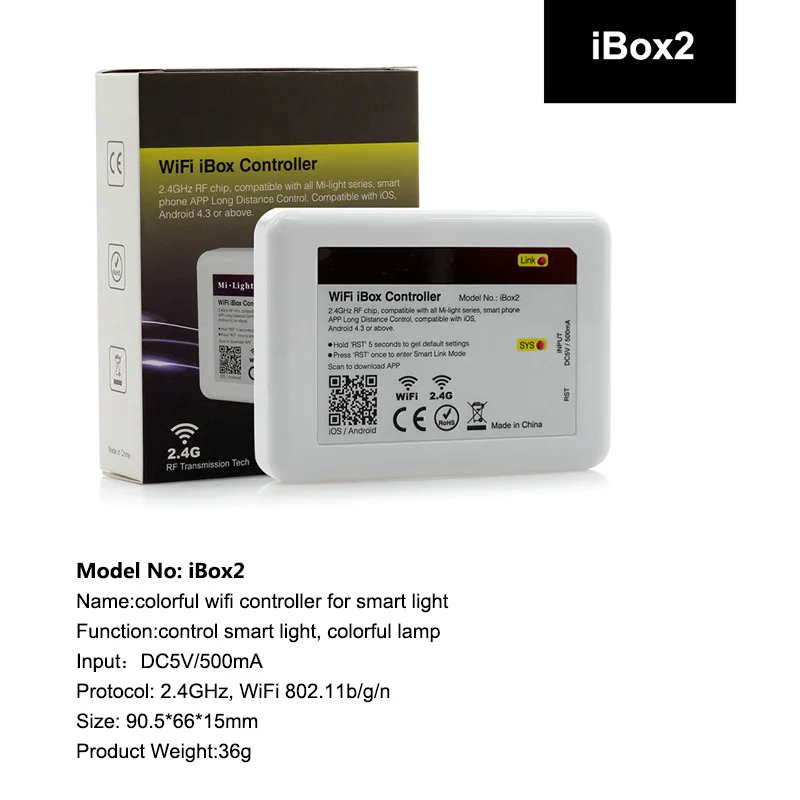 iBox 2 Умный светодиодный светильник RGB+ белый+ теплый белый сменный и Диммируемый 2,4G Wifi Пульт дистанционного управления умный светодиодный светильник E27 GU10 MR16 Светодиодный светильник - Испускаемый цвет: iBox 2