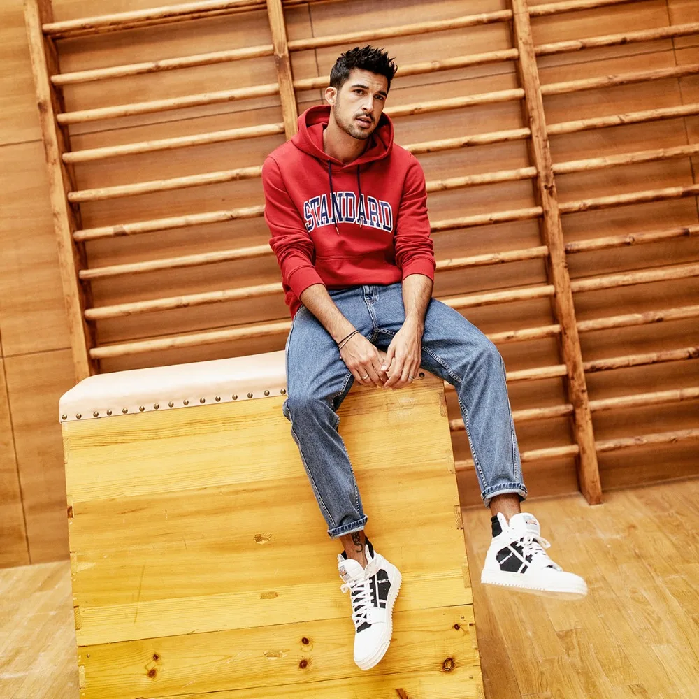 Демисезонные мужские джинсы SIMWOOD брюки батальных размеров из потертого денима с