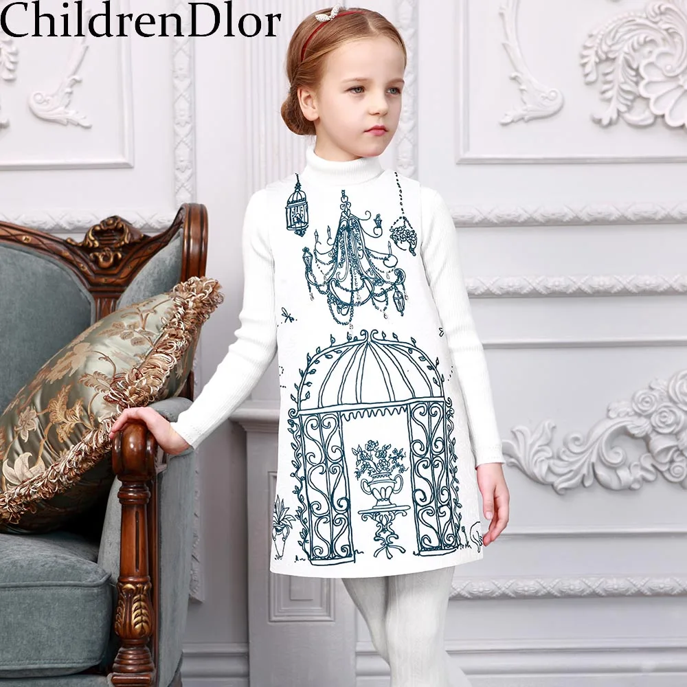 Robe Fille/платье для маленьких девочек; коллекция года; сезон осень; Брендовое платье для девочек; детская одежда; платье принцессы с цветочным принтом; Одежда для девочек