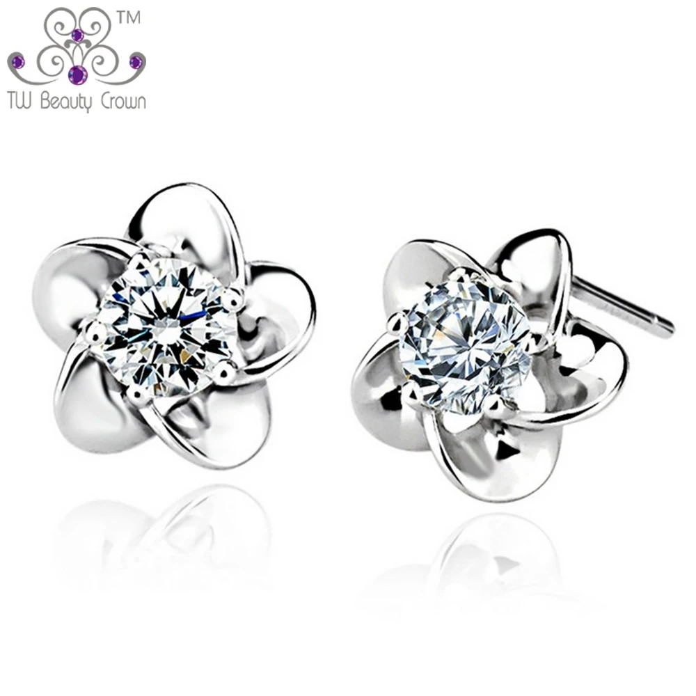 Женские серьги-гвоздики из серебра 925 пробы с фианитом | Украшения и аксессуары