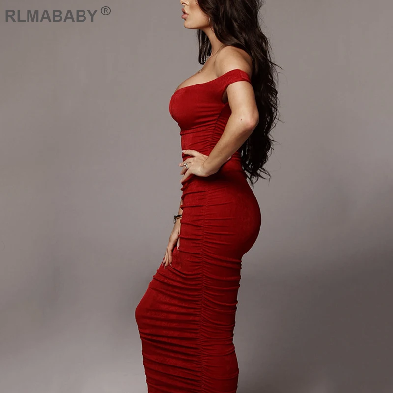 Летние rlmababy бархатное Плиссированное длинное платье без бретелек для женщин с открытыми плечами и открытой спиной, облегающее макси платье, повседневные Клубные вечерние платья, сексуальное платье