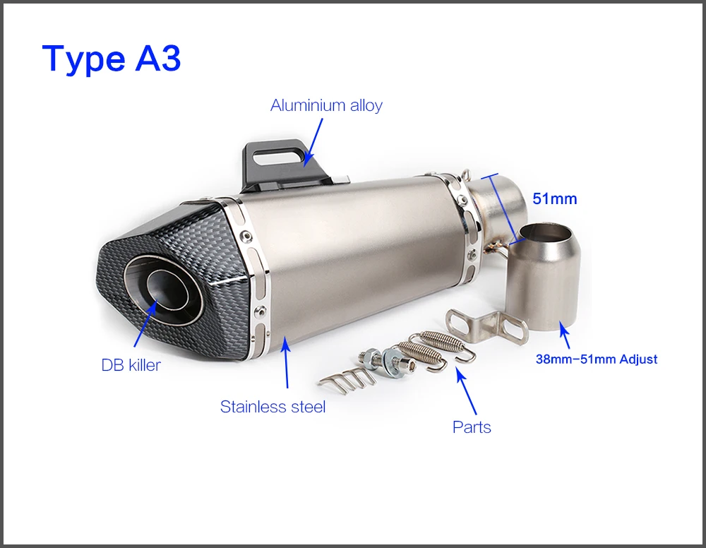 51 мм глушитель выхлопной трубы akrapovic sportst с дБ убийца для Бенелли 600 r6 r15 nc750x gsr 600 sv650 trk502 cbr250r