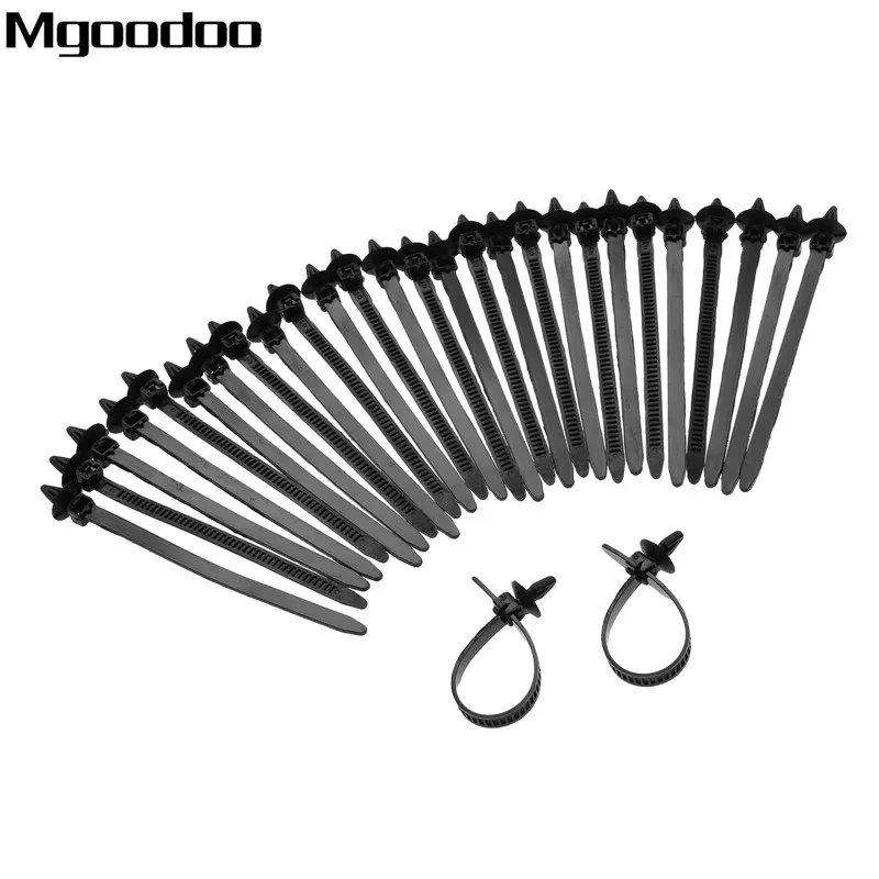 

Mgoodoo 30Pcs Nylon Black Car Auto Cable Strap Push Mount Wire Tie Retainer Clip Clamp Nylon Fasten Zip Wire Wrap Strap