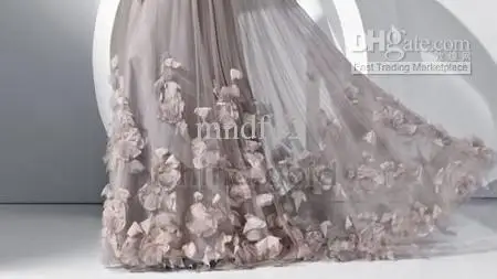 free shipping -2013 Gray series one shoulder evening dress floral decoration | Свадьбы и торжества