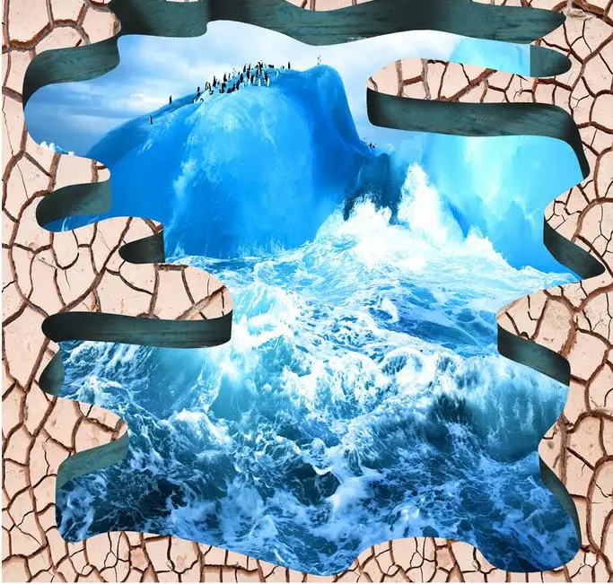 gorgeous 3d flooring room wallpaper custom floor painting Marine glacier rupture murals photo | Обустройство дома
