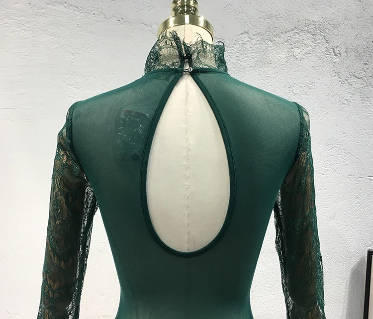 4 цвета сексуальный перспективный кружевной Боди с длинным рукавом Zentai костюм Go-Go Pole танцевальная сцена Одежда Леди танцевальное шоу костюм