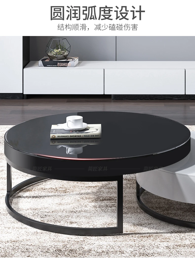 Louis fashion Coffee Tables Multifunctional creative whole glass round Nordic small living room tea TV cabinet combination