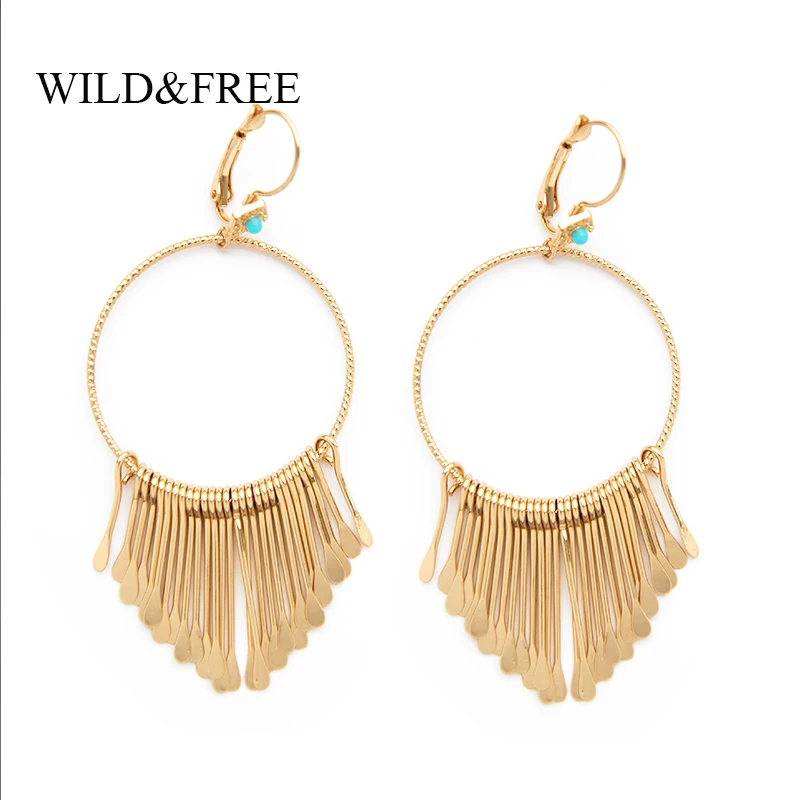 Wild &amp Free Boho золотые серьги с металлическими кисточками открытым носком для