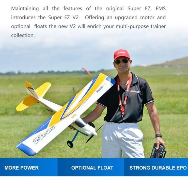 FMS 1220 мм Wingspan Super EZ V2 тренер RC самолет с поплавками PNP и RTF 2 4 ГГц радиоуправляемая