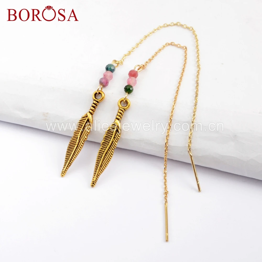 BOROSA 10 пар Druzy ювелирных изделий Boho Chic оставьте бусинами регулируемые Длинные