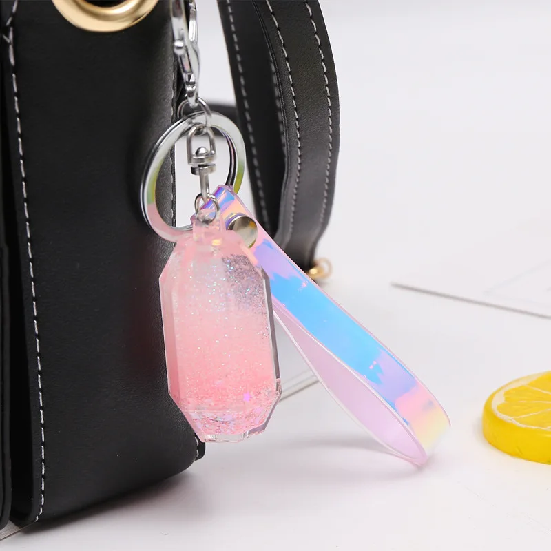 Брелок с блестками из искусственной кожи подвеска в виде порошка Жидкого Акрила