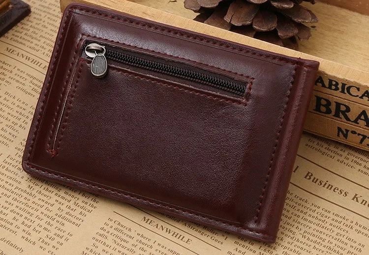 Лидер продаж, мужской кожаный кошелек с зажимом для денег, с карманом для монет, сумка на молнии для мужчин, портативный магнитный засов, кошелек, держатель для кредитных карт