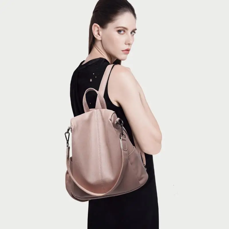Рюкзак из овечьей кожи с защитой от кражи Mochila, дорожная сумка, Женская Повседневная модная школьная сумка на плечо