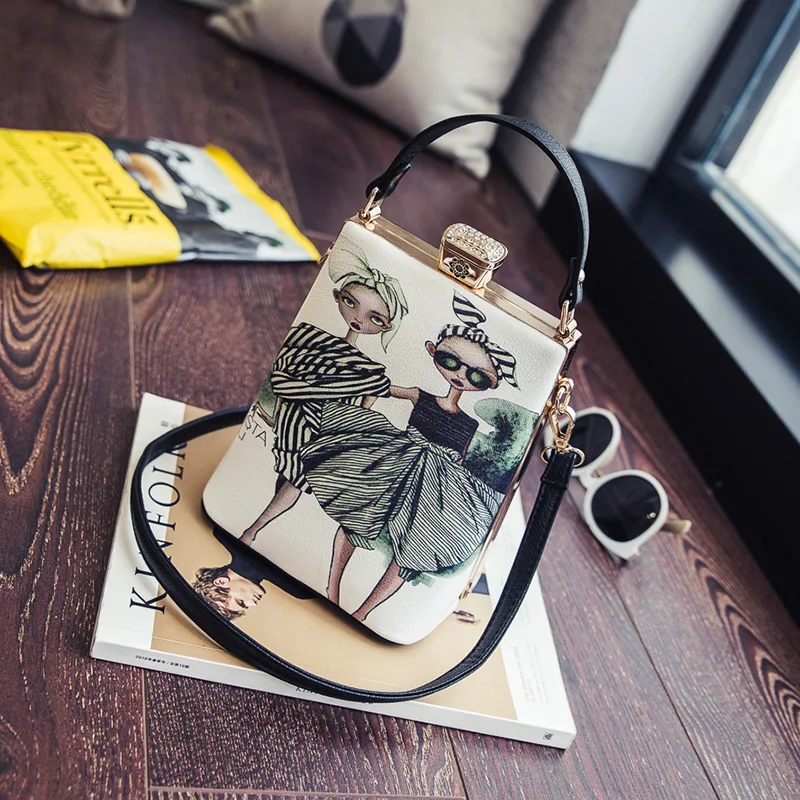 Винтажная женская сумка на плечо из искусственной кожи с мультяшным персонажем