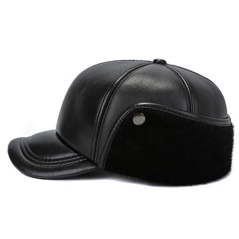 Fibonacci Высококачественная Мужская зимняя шапка из овечьей кожи теплая Бейсболка с