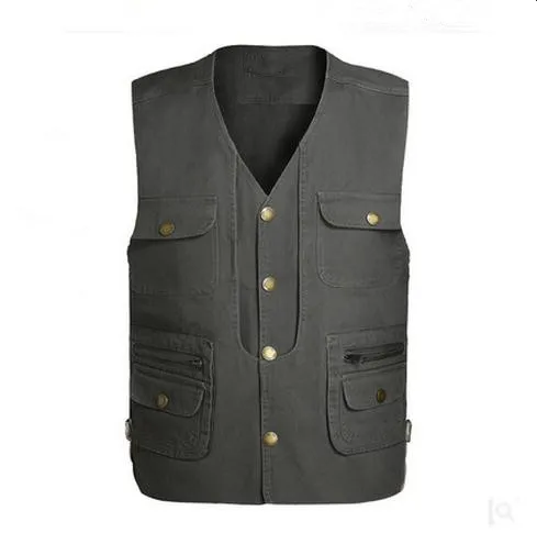 Мужская Летняя Свободная безрукавка с множеством карманов однобортный