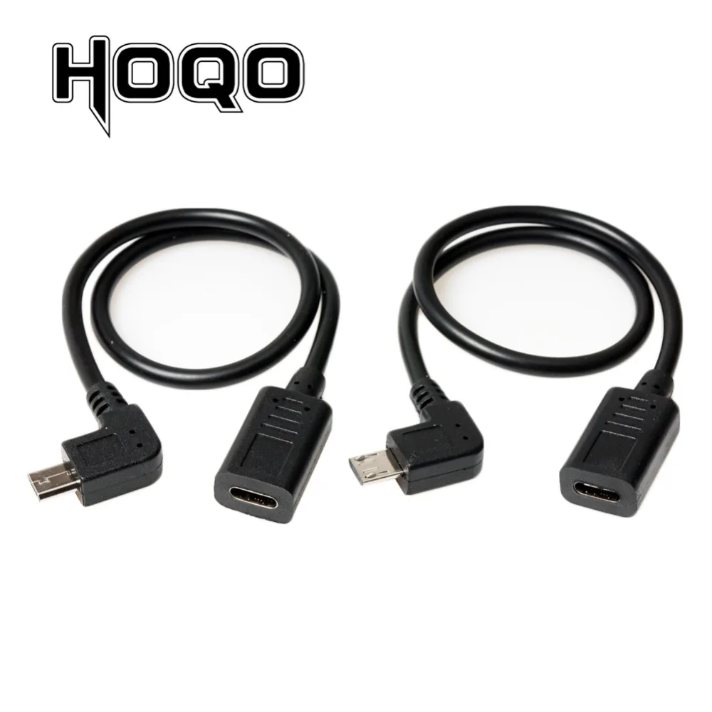 Левый угол микро USB мужчина к C Женский Кабель 90 градусов MicroUSB Тип Female Шнур кабель