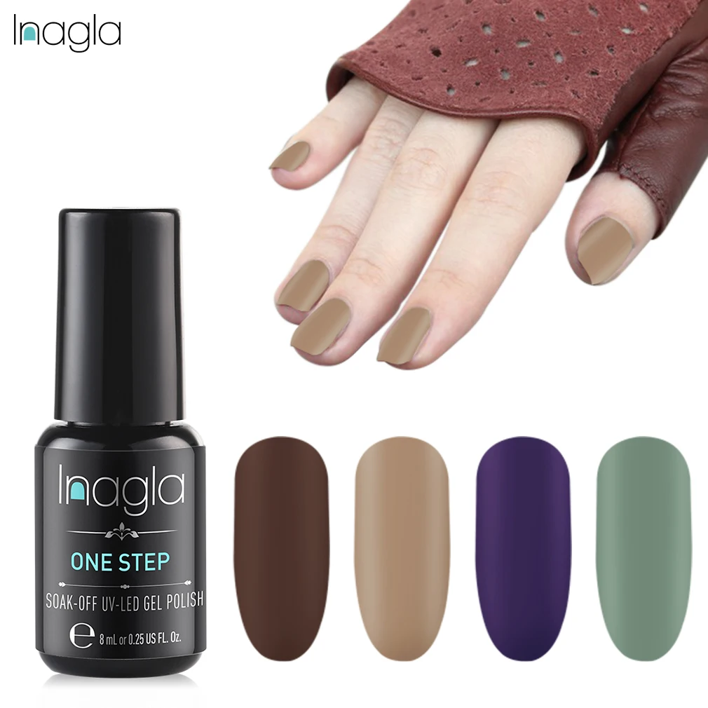 Inagla 8 мл матовая! Гель лак One Step 3 в 1 УФ светодиодный одношаговый гель лаков без