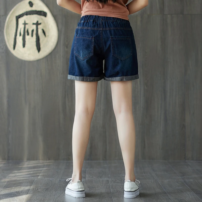 Летние шорты с высокой талией женские свободные стрейчевое большого размера