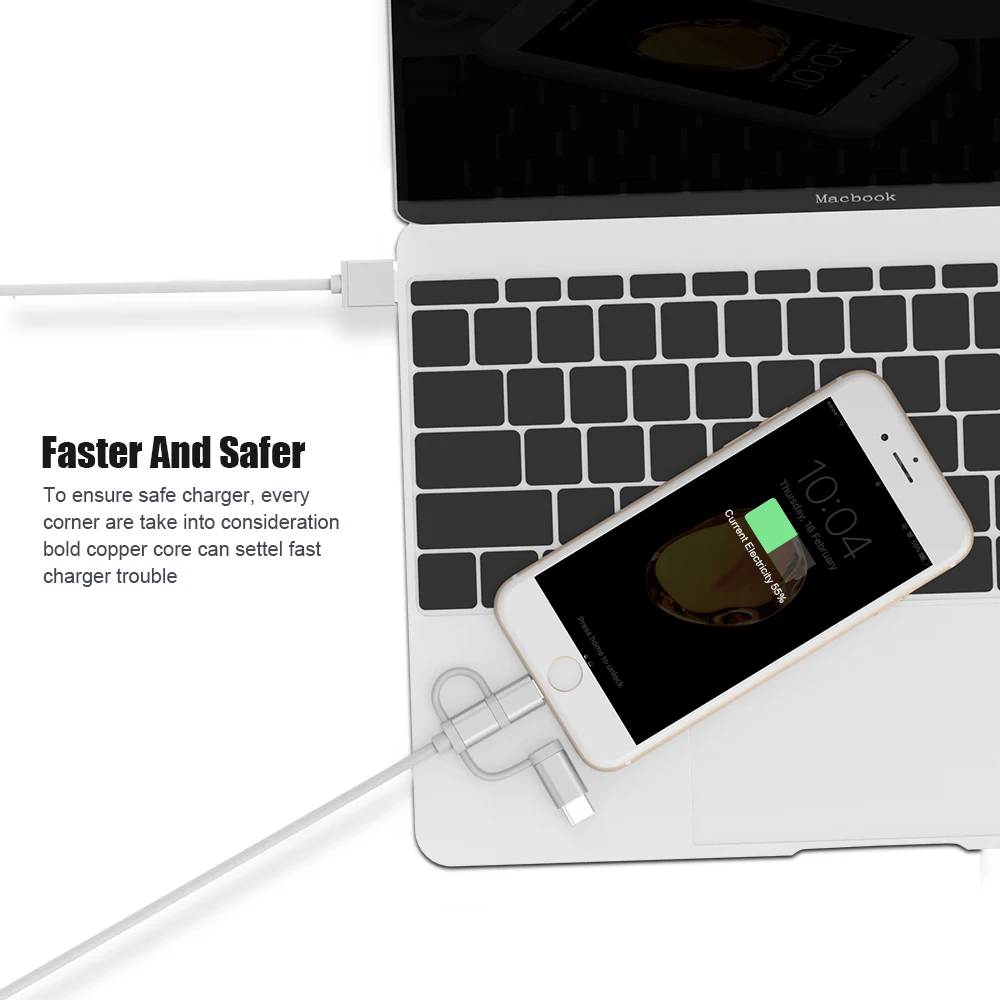 FLOVEME 3 в 1 зарядный кабель Micro Usb Type C зарядное устройство для iphone Xs Max/Xr/X/8/7 Samsung S10 Plus