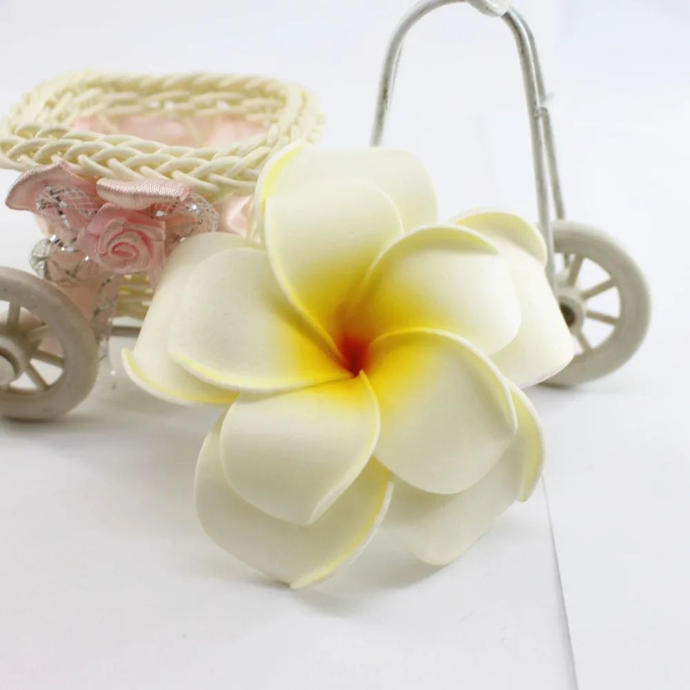 Абсолютно Ассорти цвет двойной слой пены Гавайский цветок Плюмерия Frangipani цветок Свадебный однослойный зажим для волос 6 см 8 см
