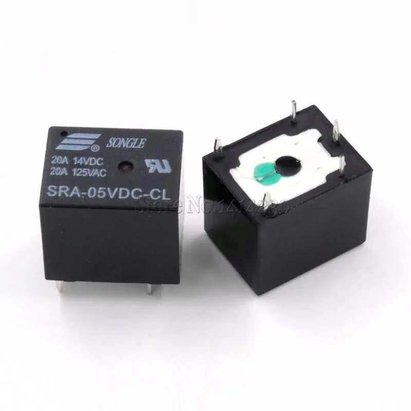 5 шт. 5 В, 12 В, 24 В постоянного тока, 20A DC Мощность реле SRA-05VDC-CL SRA-12VDC-CL SRA-24VDC-CL 5Pin PCB Тип ЧЕРНЫЙ автомобильное реле