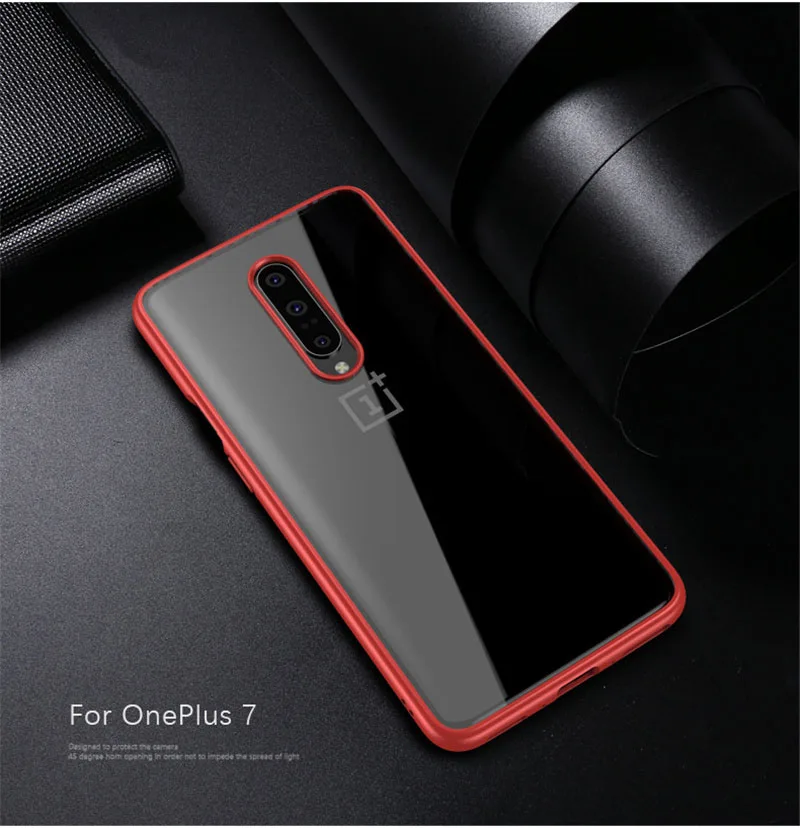 Red Чехол gkk для OnePlus 7 Pro чехол противоударный прозрачный акриловый усиленный угловой ТПУ Мягкий силиконовый чехол для OnePlus 7 Pro Coque - Цвет: Red
