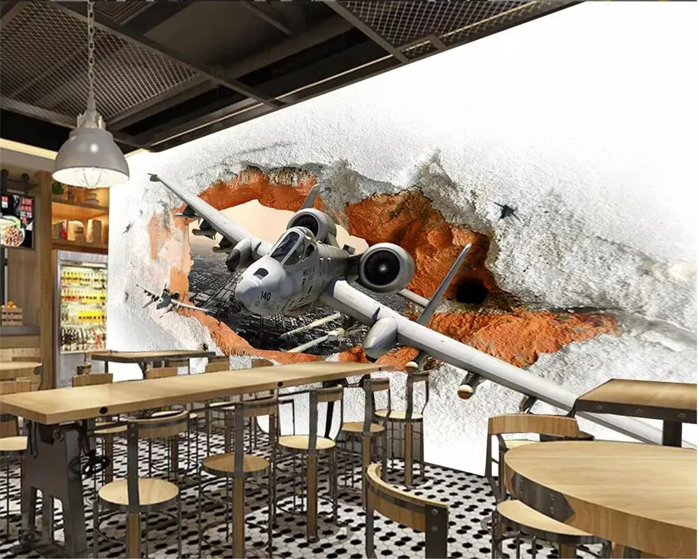 beibehang Custom wallpaper 3d photo mural fighter missile cafe restaurant personality wall papers home decor | Обустройство дома