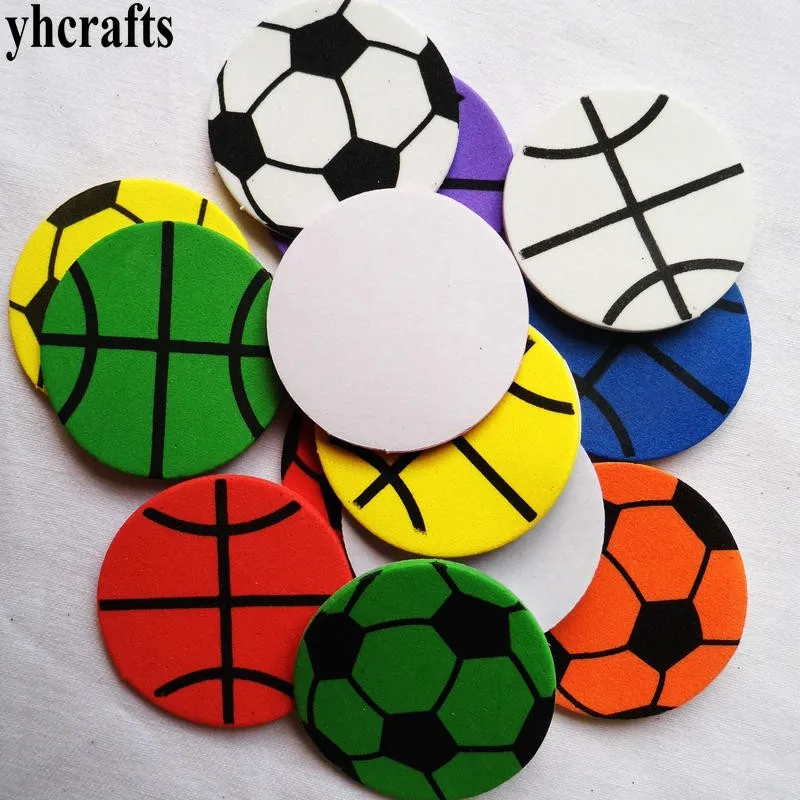 1bag/LOT,Football basket ball foam stickers Kids toy baby room decoration Early educational toys Color learning Kindergarten